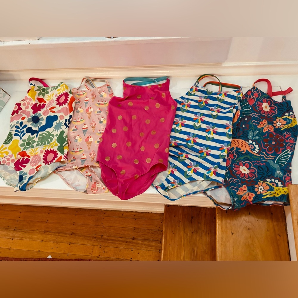 5 girls Boden swimsuits sized 13/14